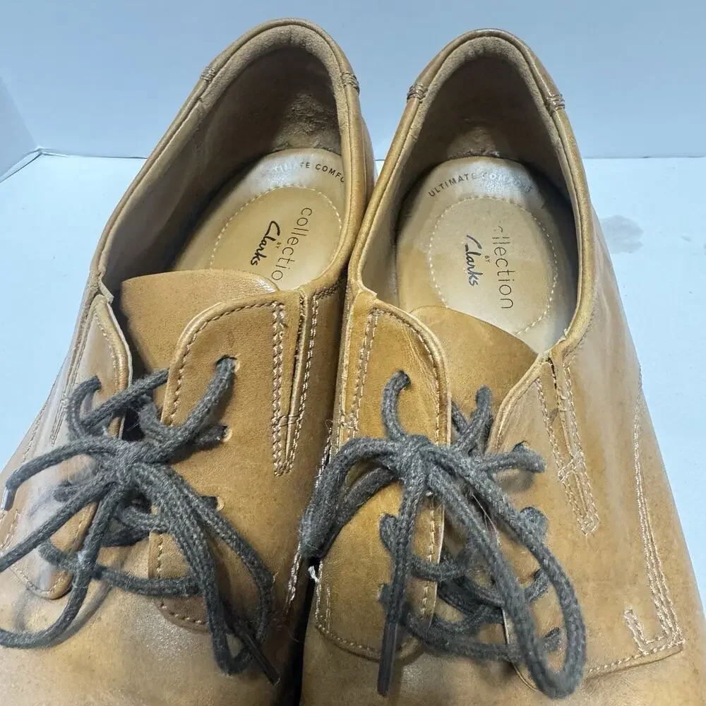 Clarks Collection Dress Shoes Mens Leather Oxford sz 12 Tilden‎ Cap Toe Lace Up